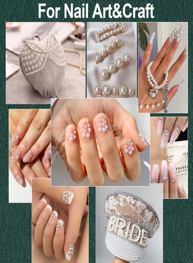 DIY Crafts 260, Mixed Unassorted Flat Back Pearls Half Pearl Bead Flatback Plastic Craft with Tweezers for Shoes Phone Nail Art Making for DIY Craft, Jewelry M (260) - Image 3